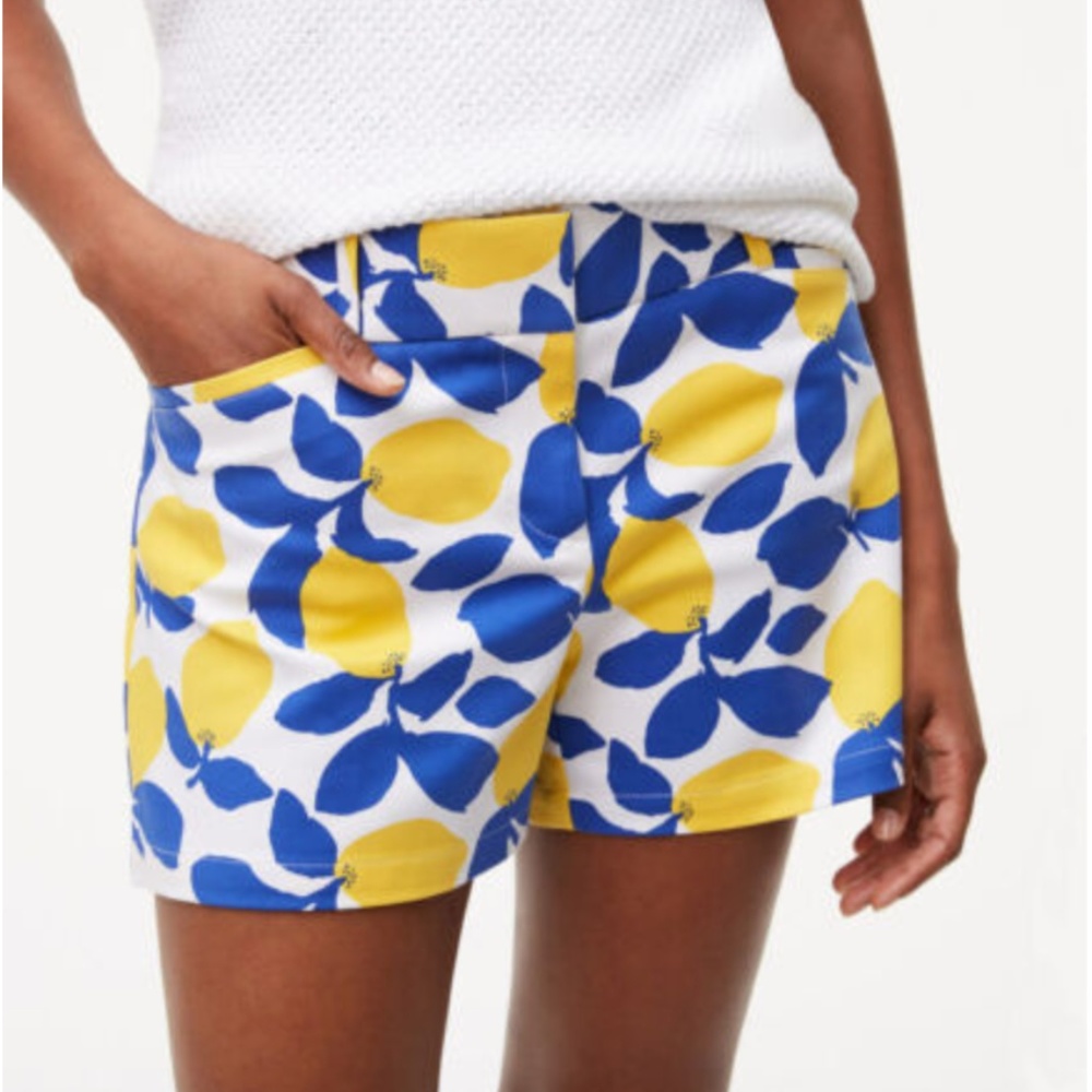 LOFT Lemon Print Riviera Shorts with 4" Inseam